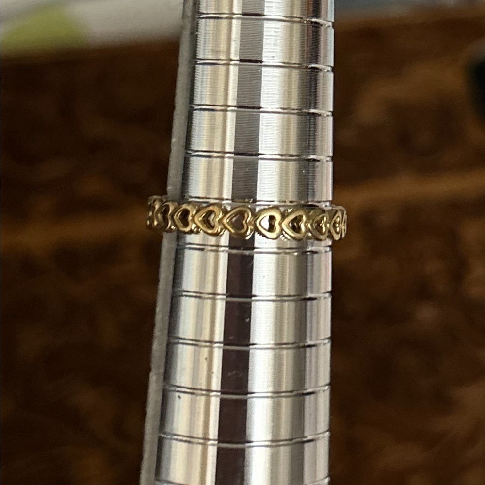 Delicate 14k solid Gold Heart Pattern Women's Ring